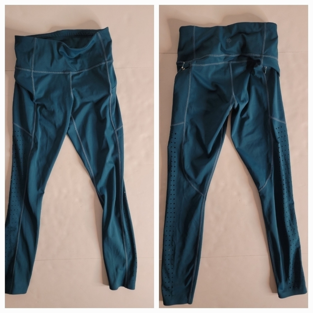 Athleta 2XS ContenderLacer Cut Leggings 7/8 Blue Green 445901-06